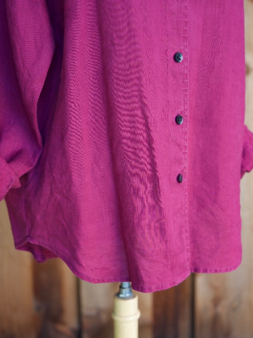 Vintage Eddie Bauer 100% Linen Magenta Long Sleeve Button Down Woman's M - Picture 9 of 15